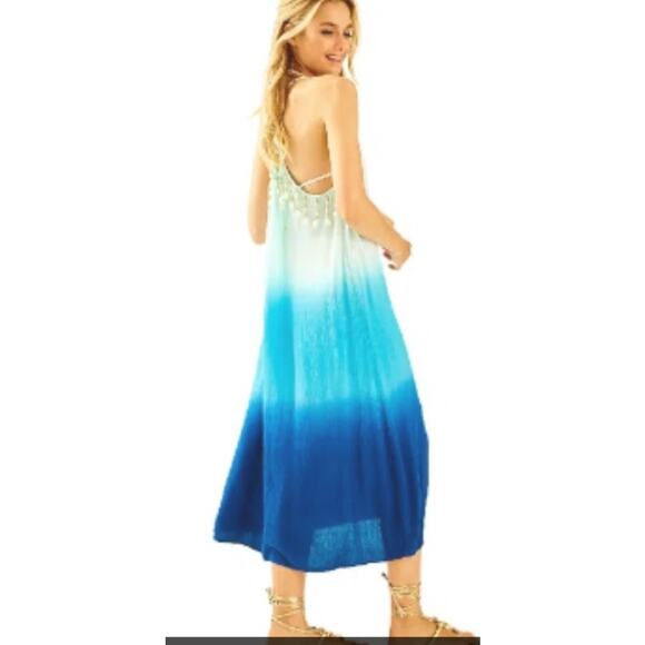 KENLI MIDI COVER-UP DRESS IN INDIGO OMBRE - Picture 4 of 12